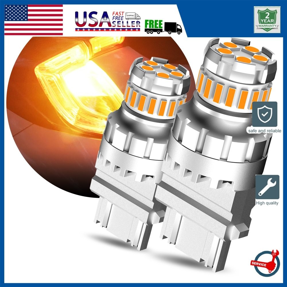 Auto Bright 3057 3157 3457 LED Turn Signal Blinker Amber Yellow Bulb 1/2set