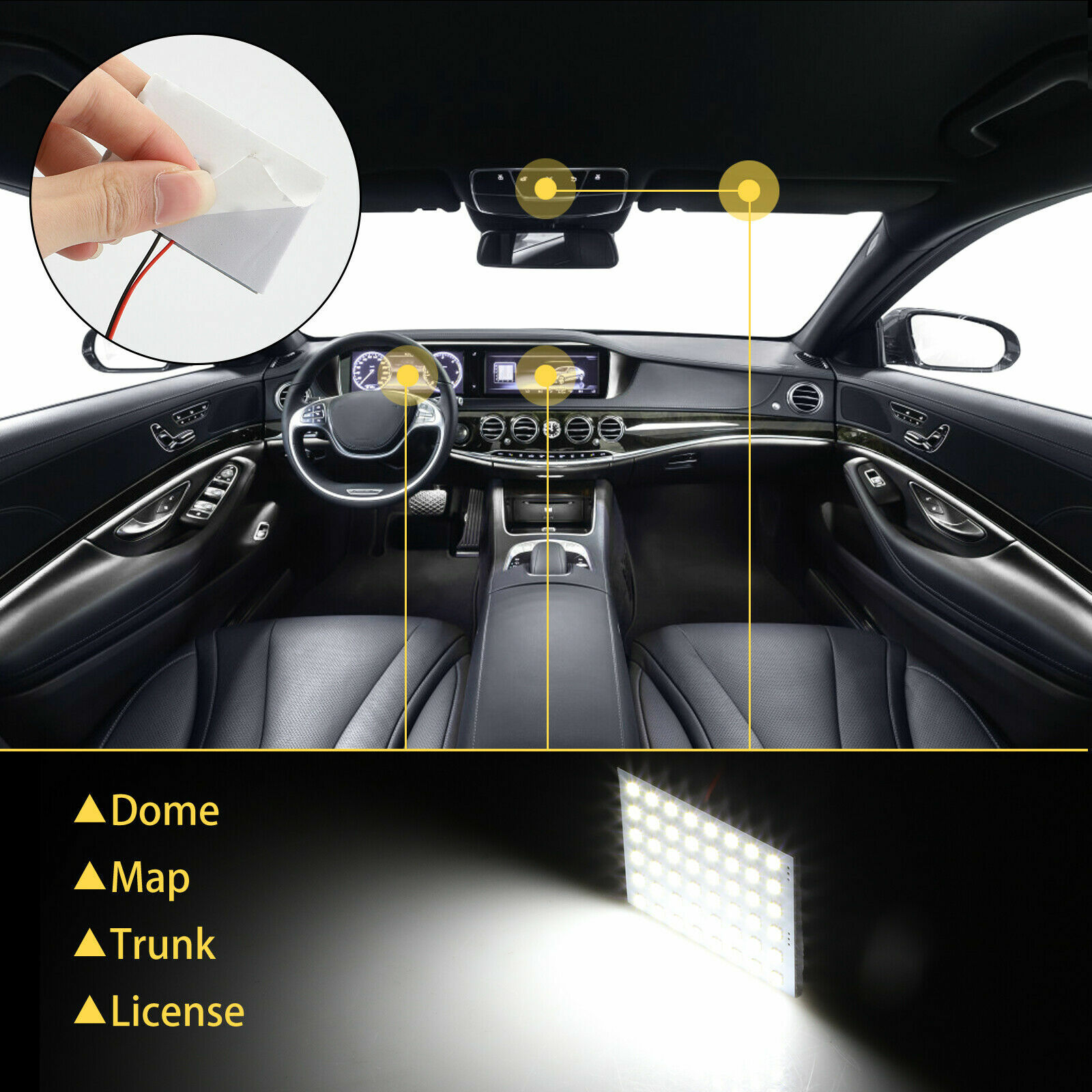 Super White 48-SMD BA15S 1156 Led Panel Dome Map Interior Light Bulb Lamps US