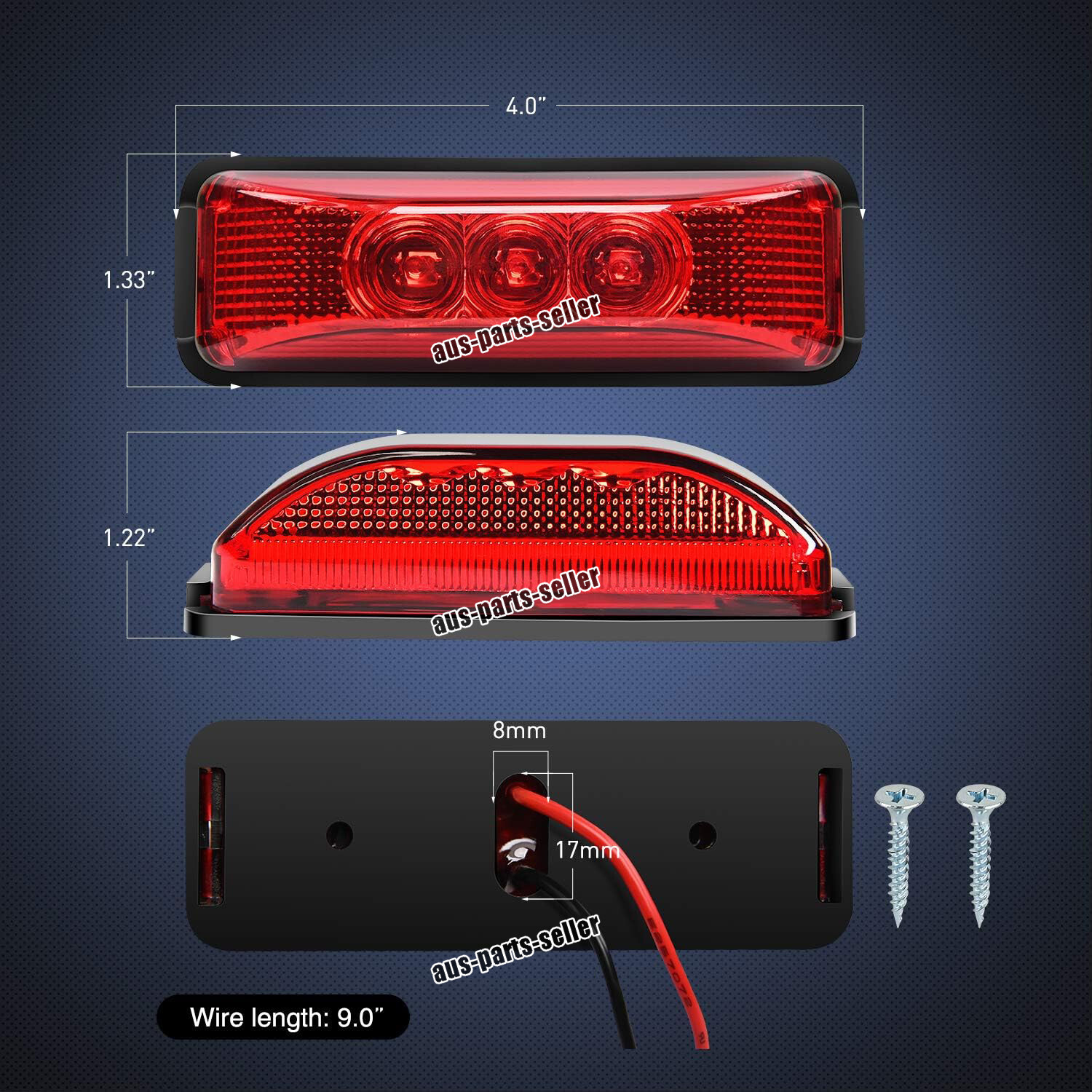 4PC 12/24V LED Side Marker Lights RV Truck Trailer Clearance Light Waterproof US