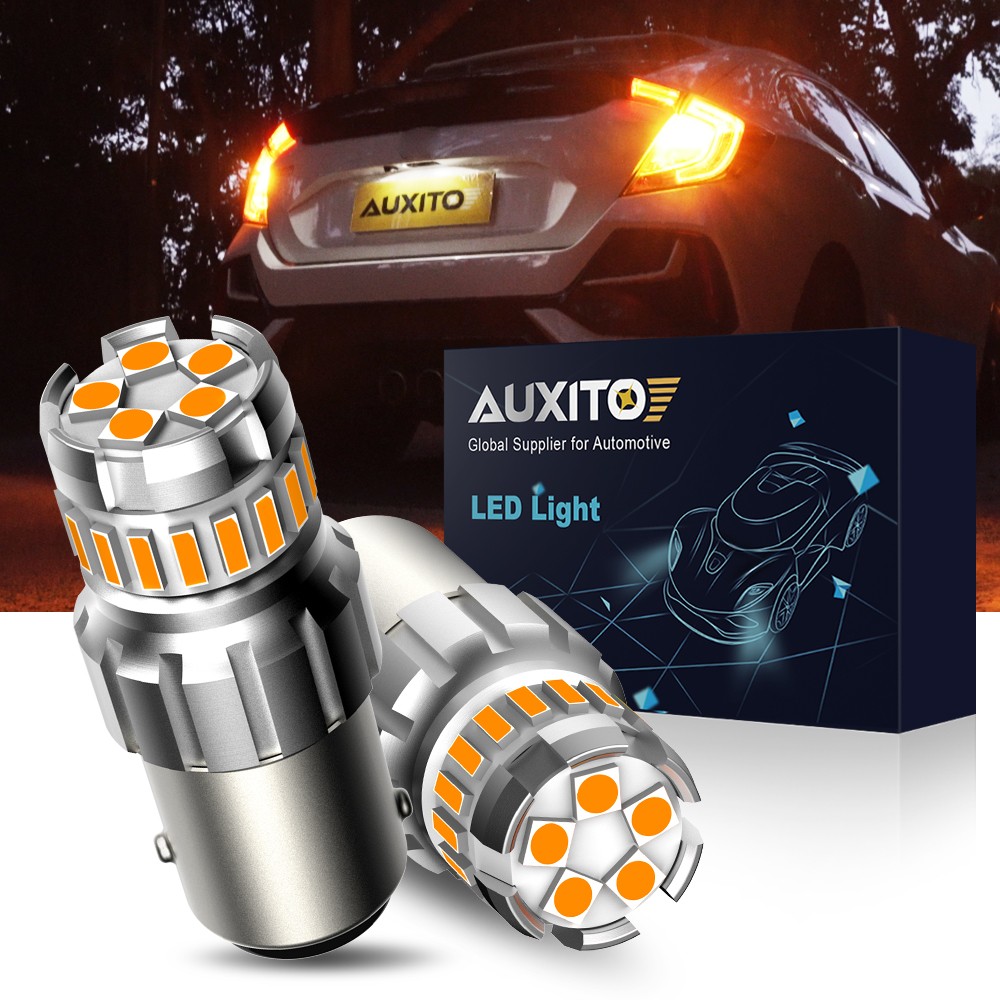 AUXITO 1157 BAY15D LED Amber Front Turn Signal Light Bulbs 2357 Yellow 3000K SMD