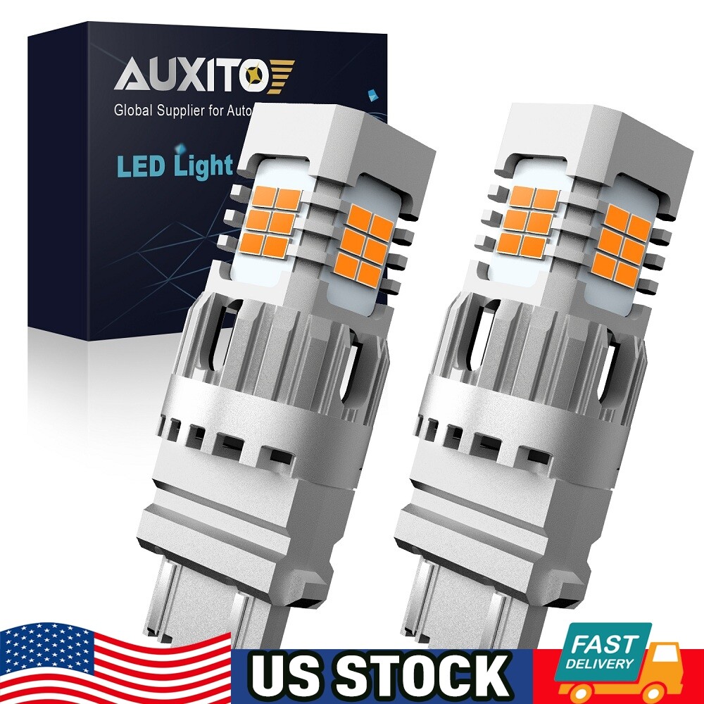 2PCS LED Canbus 3157 Turn Signal Light 3000K Amber Bulbs Error Free Anti Flicker