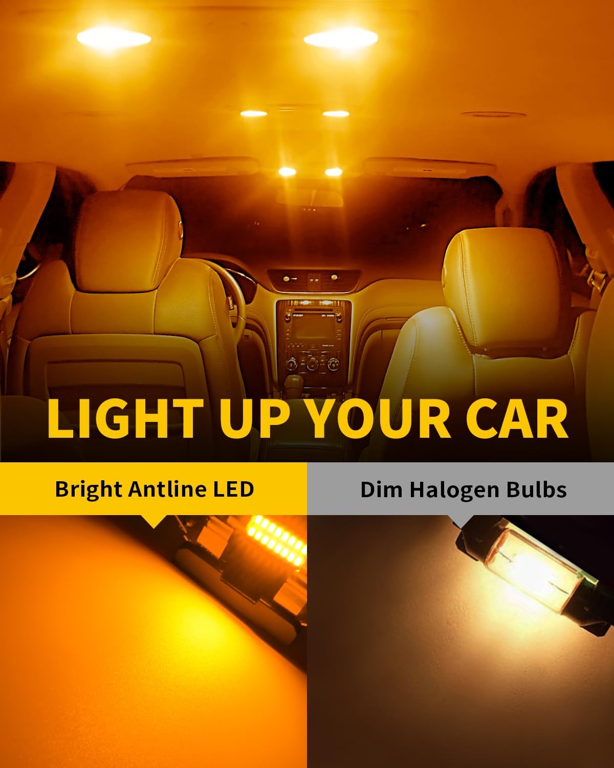 Amber Yellow LED Bulbs 36MM Canbus Error Free for Dome Map Vanity Lights 10