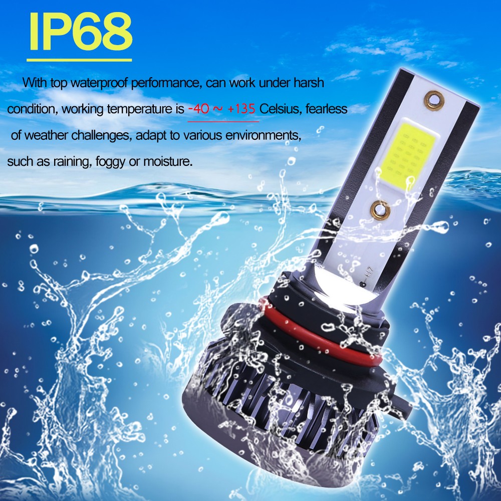 9005 9006 LED Headlights Kit Combo Bulbs 6500K High Low Beam Super White Bright