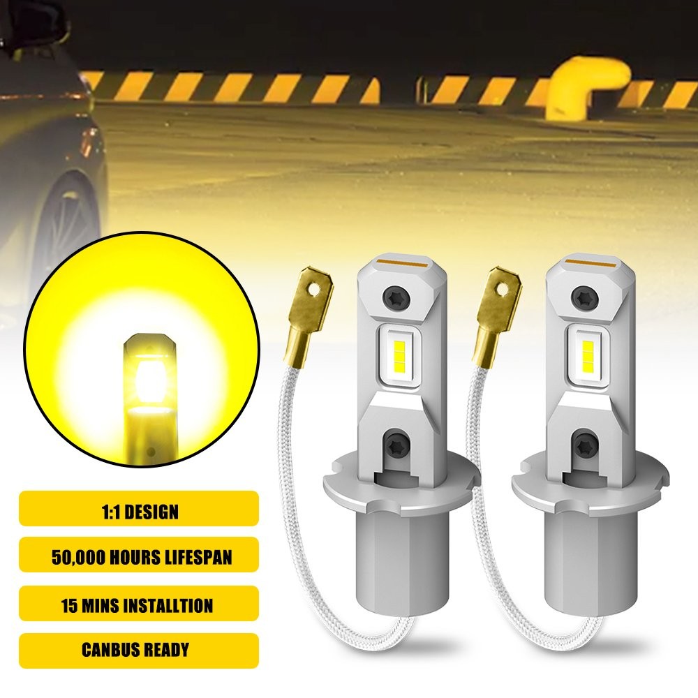 3000K Amber H3 LED Fog Driving Bulbs Light DRL Conversion 4000LM Kit 30W 2PCS