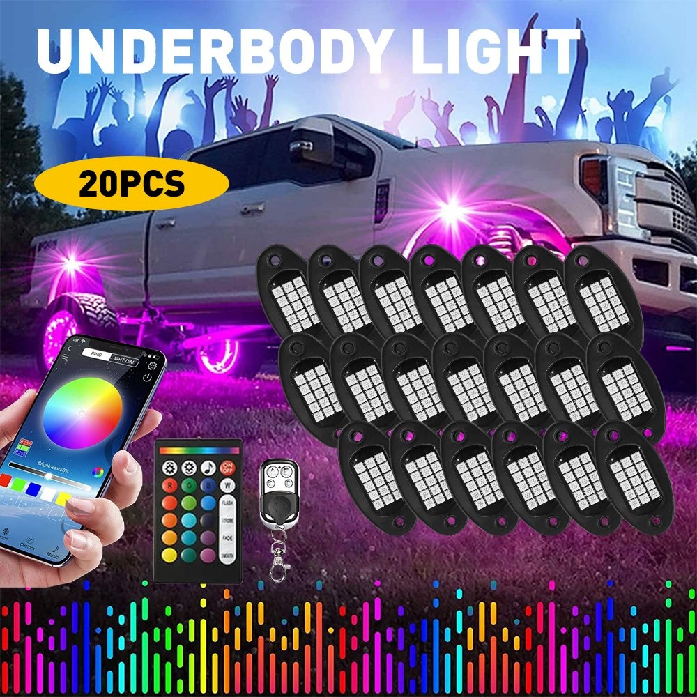 20x LED RGB Rock Light OffRoad License Plate Under Body courtesy Truck Bed Pods