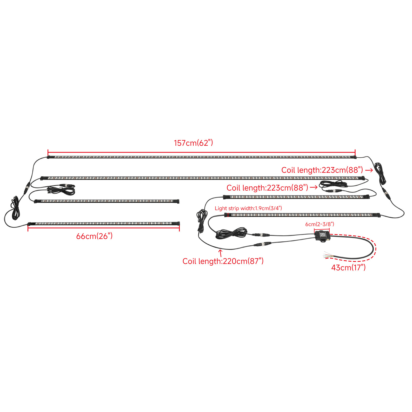 6PCS Double Row LED RGB Light Strip Neon Underglow LED Kit Remote For Subaru WRX