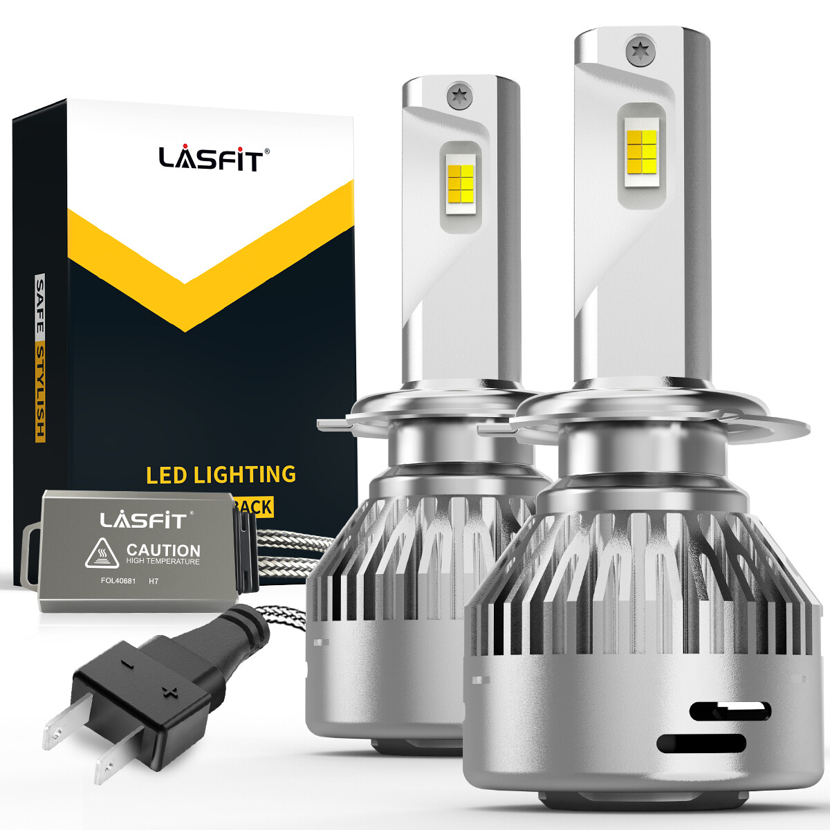 LASFIT H7 LED Fog Light Bulbs Switchback 6000K White 3000K Amber Canbus 2Pcs