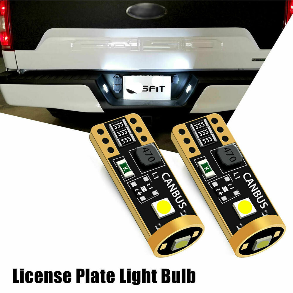 T10 LED License Plate Light Bulbs 6000K Super Bright White 168 2825 194