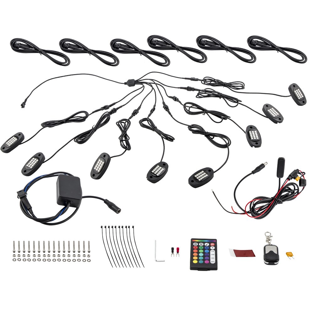 8 Pod RGB LED Rock Light Offroad Wireless Bluetooth available For ATV UTV