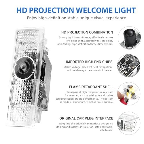2Pcs LED Door Light Projector HD Ghost Shadow Laser Puddle Lamps Dual Interface