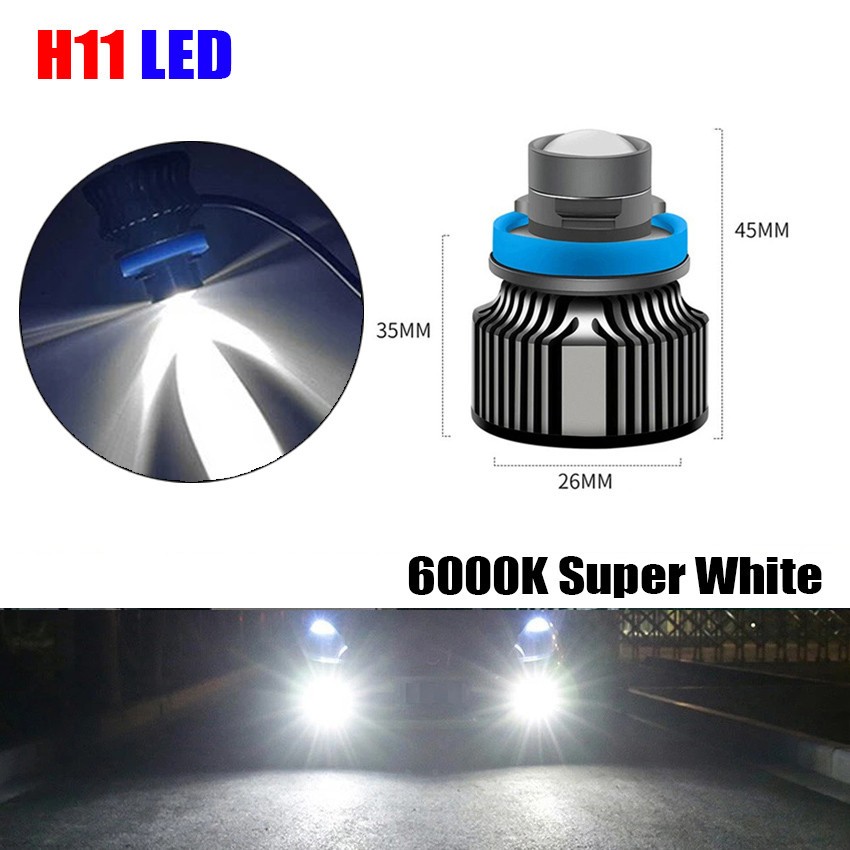 2PCS H11 Laser Projector Lens Fog Light Headlight Bulbs White/Blue/Yellow/Green