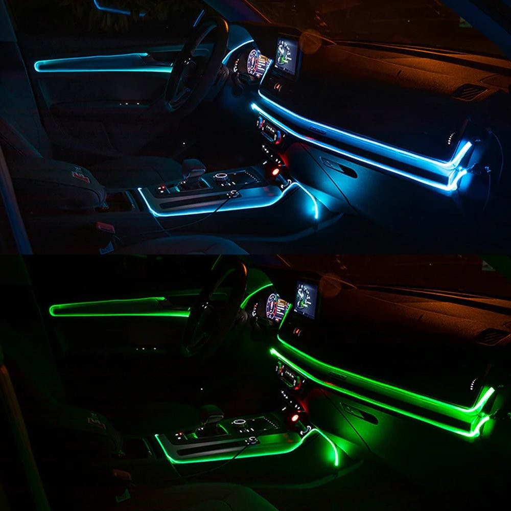 RGB LED Car Interior Fiber Optic Neon Strip Atmosphere Light Decor w/ Remote US