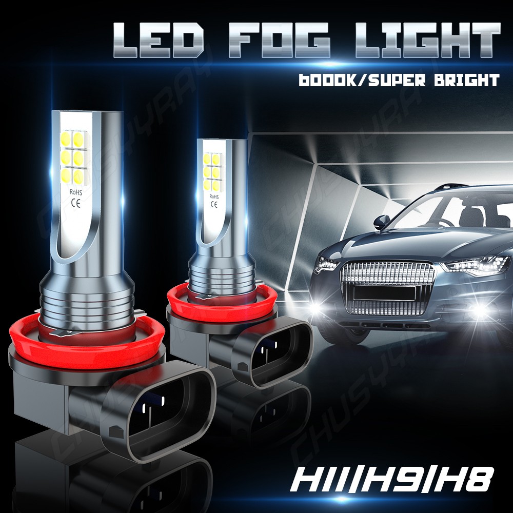 9005 H11 LED Headlights High Low Beam + Fog Lights Bulbs Kit Pure White Bright