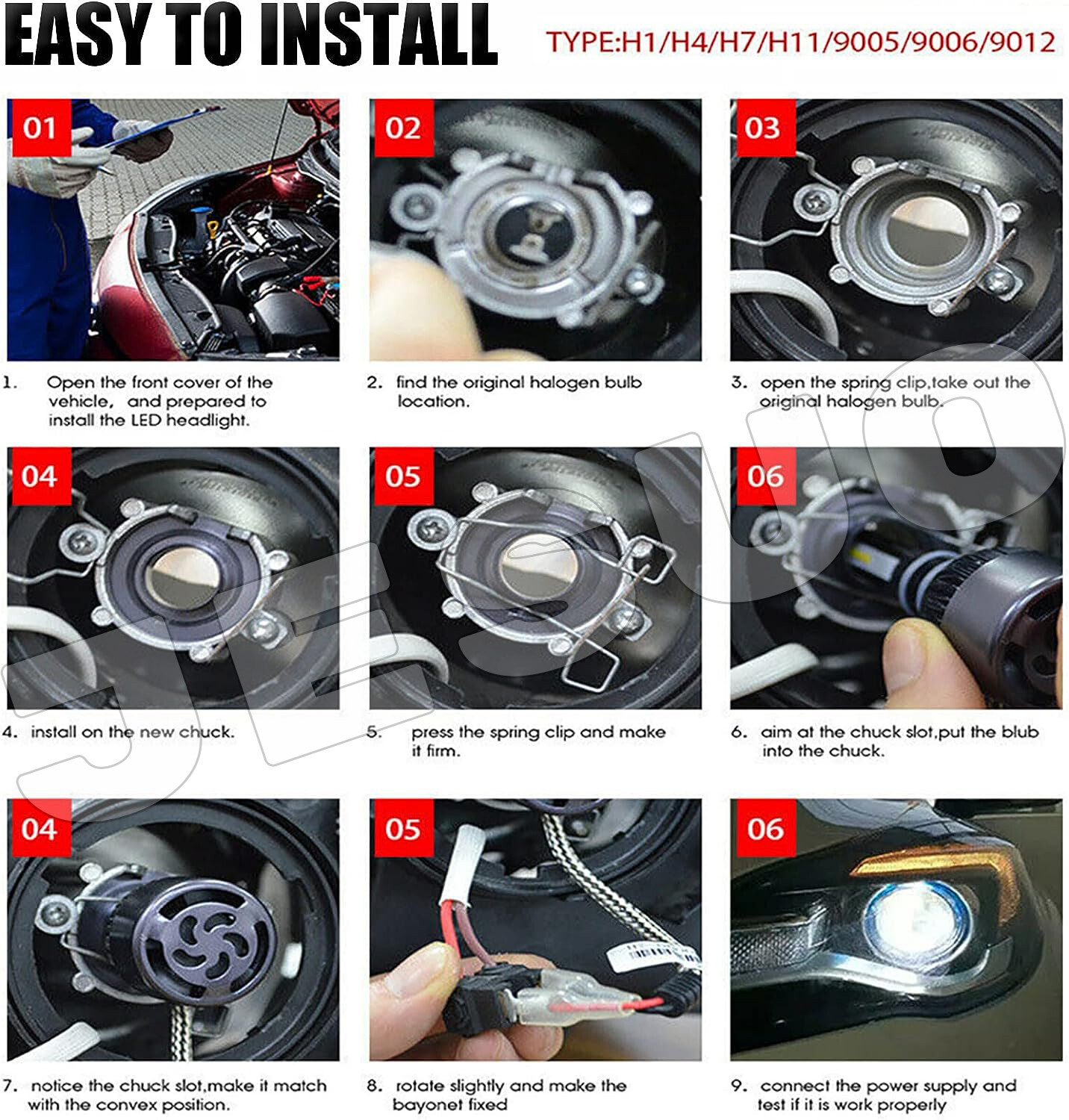 Round 5.75″ 5-3/4″ LED Hi/Lo Headlights for Ford Ranchero Gran Torino 1965-1976