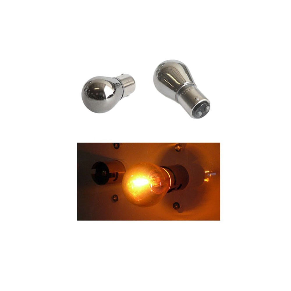 1157 1154 2057 2357 2397 1016 7528 Chrome BAY15D Light Bulbs Amber 2pcs
