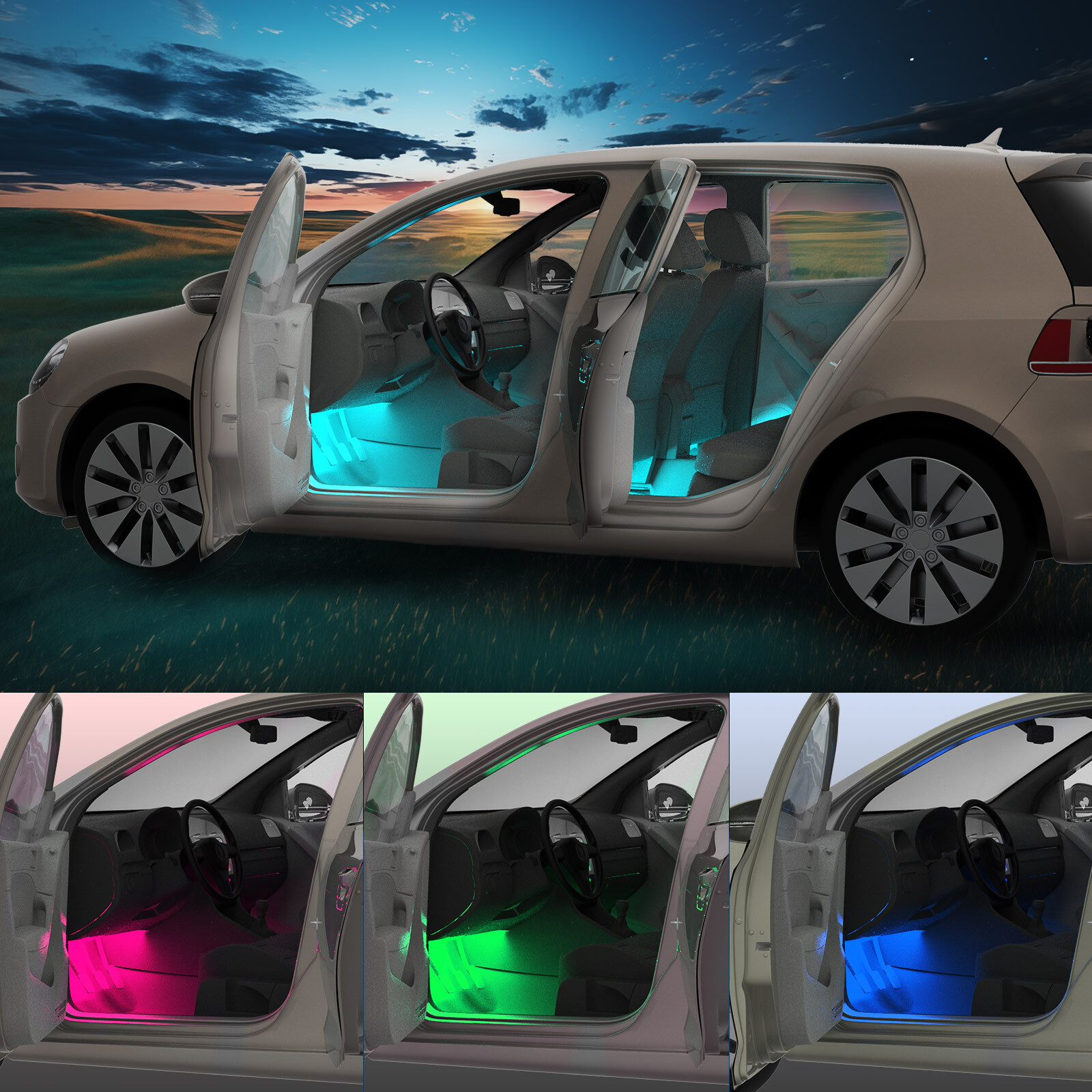 ATOTO Car 160 LED RGB Light Smart Interior Light w App Control,DIY 21 Music Mode