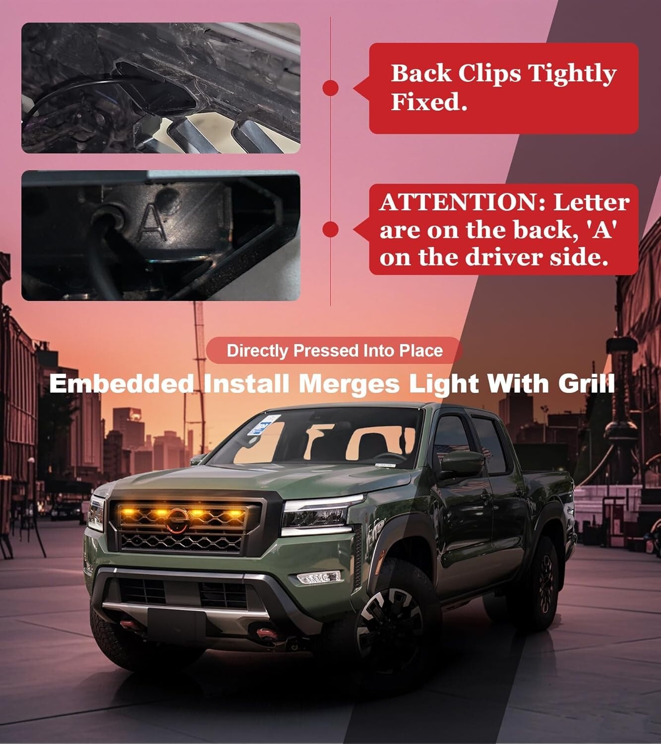 LED Grill Lights for Nissan Frontier 2022 2023 2024 Accessories PRO 4X S SV SL