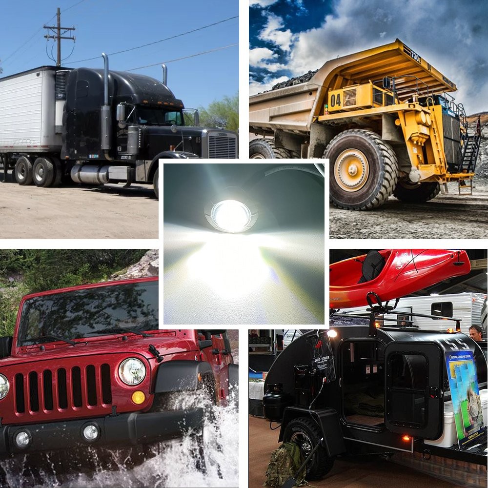 10pc LED Side Marker White Lights Clearance Light Truck Trailer Smoke Waterproof