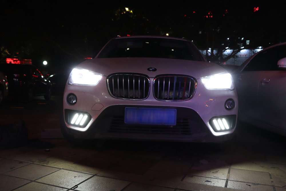 3 Color LED DRL for BMW X1 F48 16-19 Daytime Running Light Grille Style w/ Turn