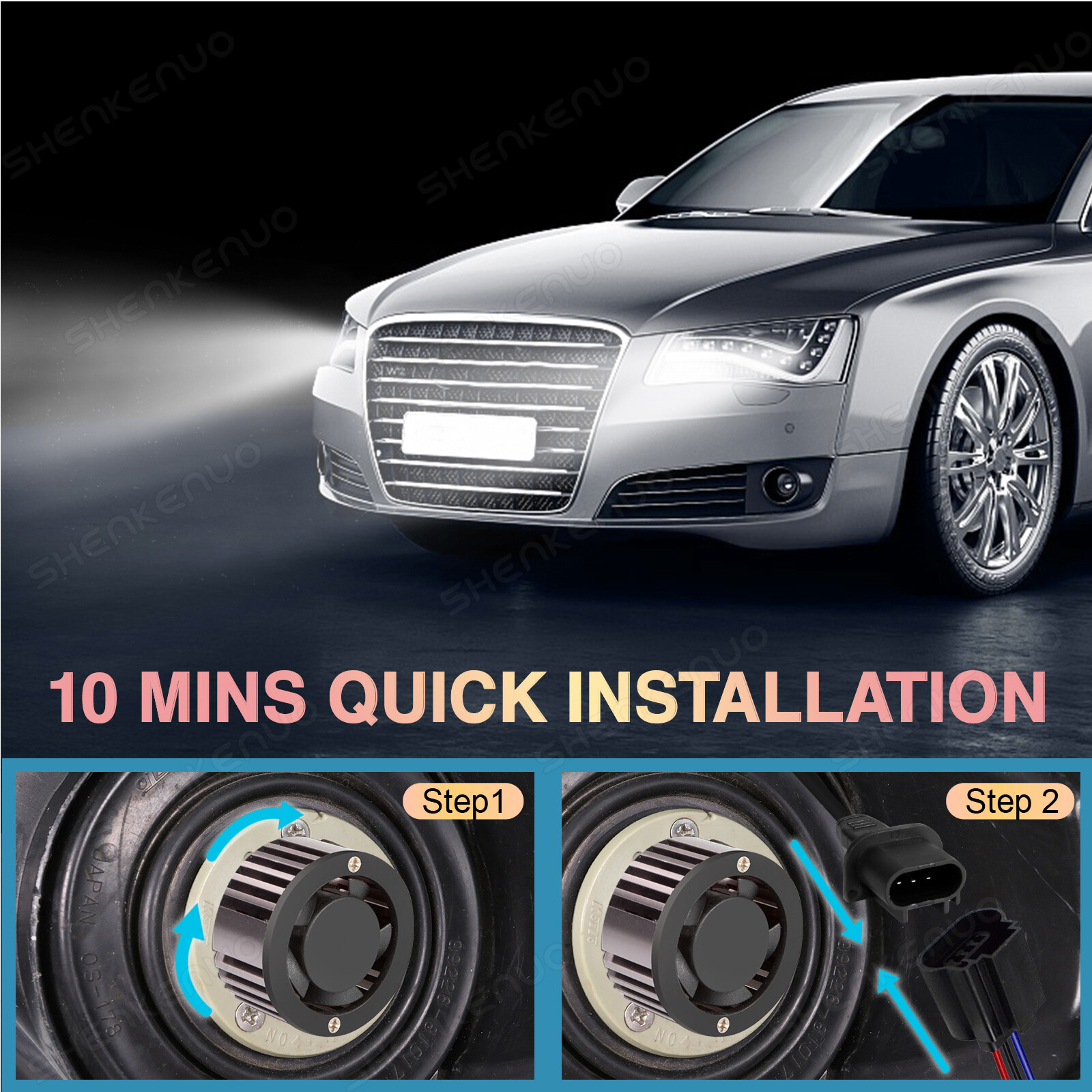 9008 H13 LED Headlight Kit High/Low Beam 9145 9140 H10 Fog Light Bulbs Combo