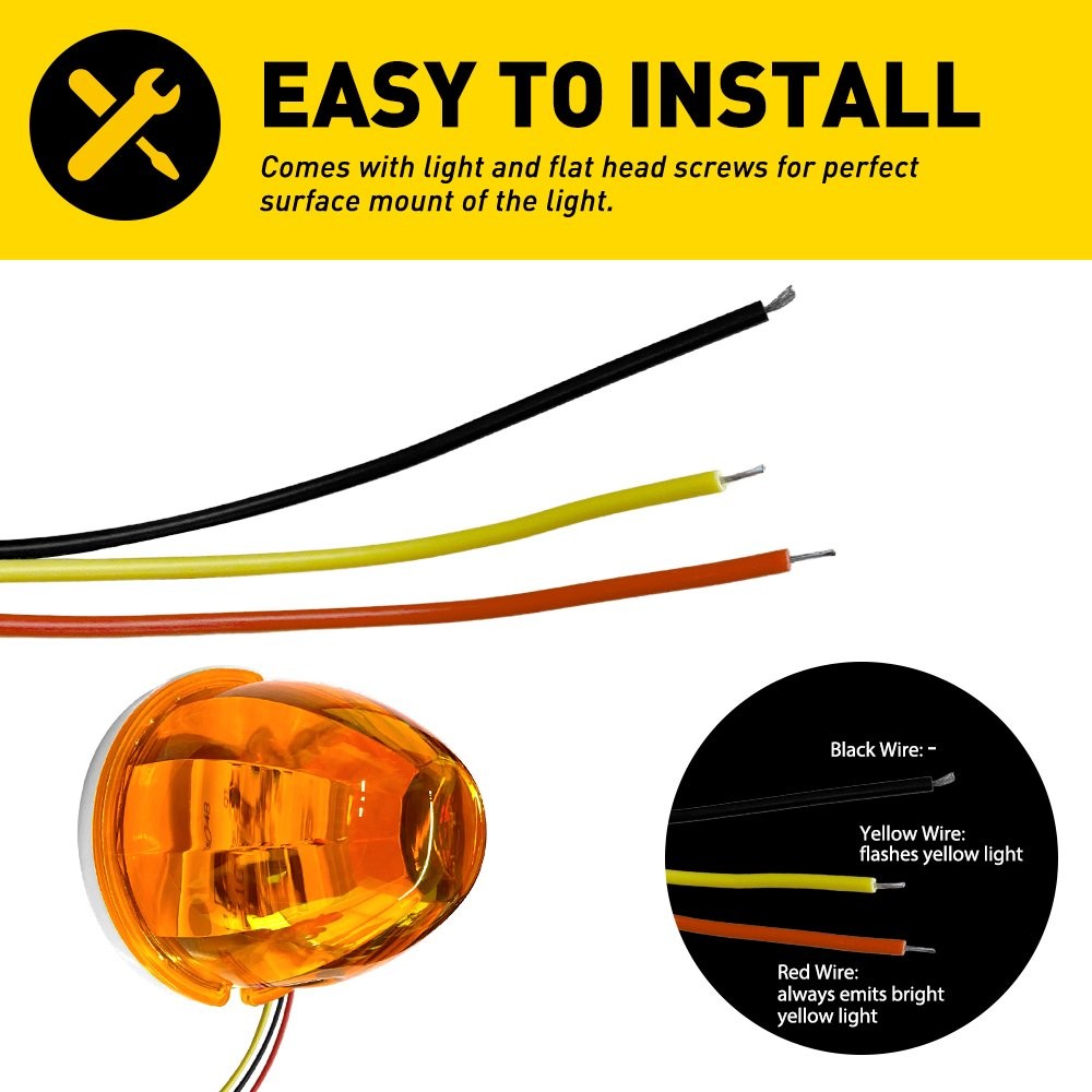 2x Amber LED Watermelon Lights Side Marker Truck Trailer Turn Signal Light 12V