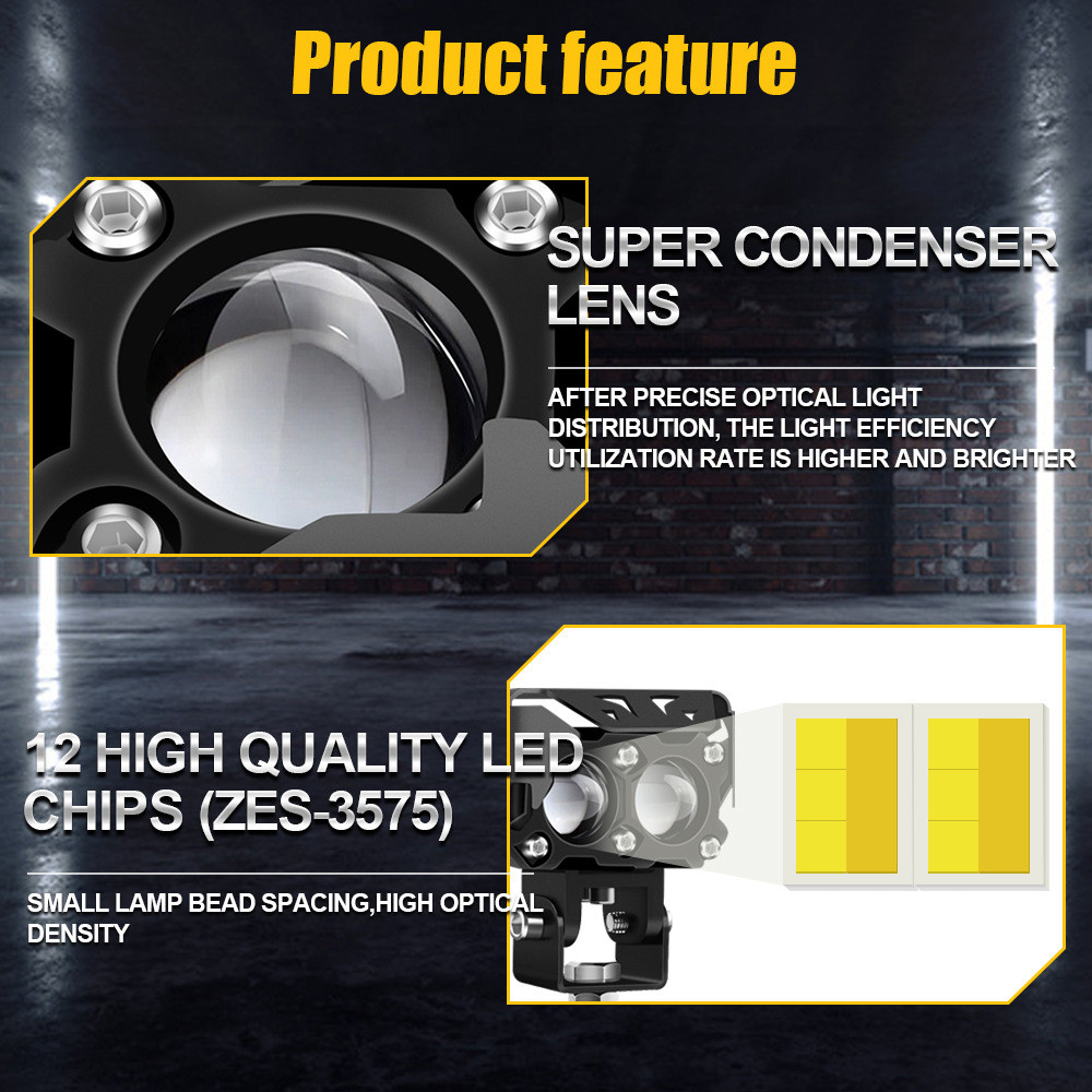 2PCS 3“INCH LED Work Light Cube Pods Combo White Yellow OffRoad Truck 4WD UTV
