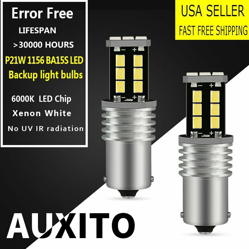 AUXITO 2x Error Free CANBUS 1156 White P21W LED Bulbs Backup Reverse Light Bulb