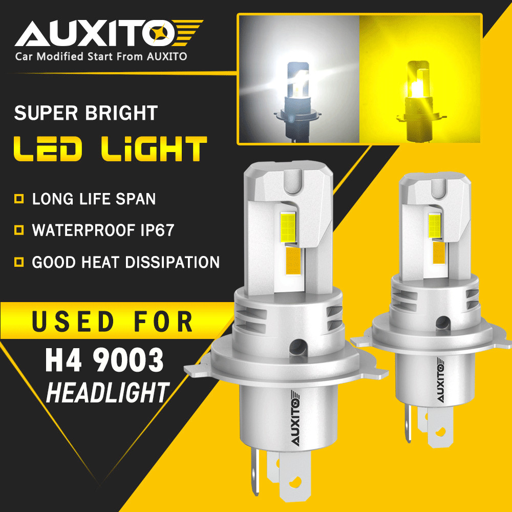 AUXITO H4 LED Headlight Bulbs High Low Beam Super Bright Amber White Lights EOA