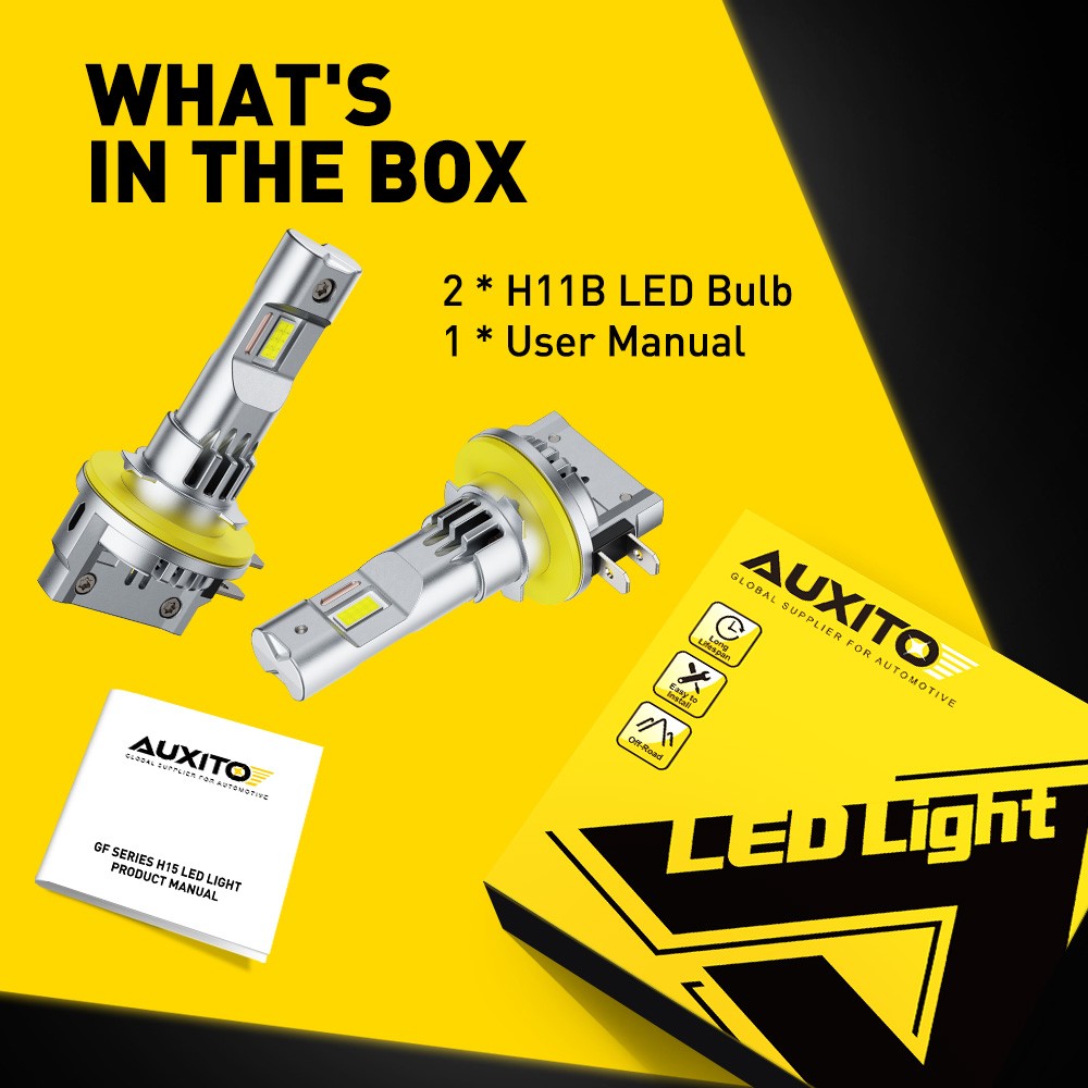 AUXITO H11B 5202 H9 LED Headlight Bulb Low Beam 28000LM Bright 6500K White 2-6X