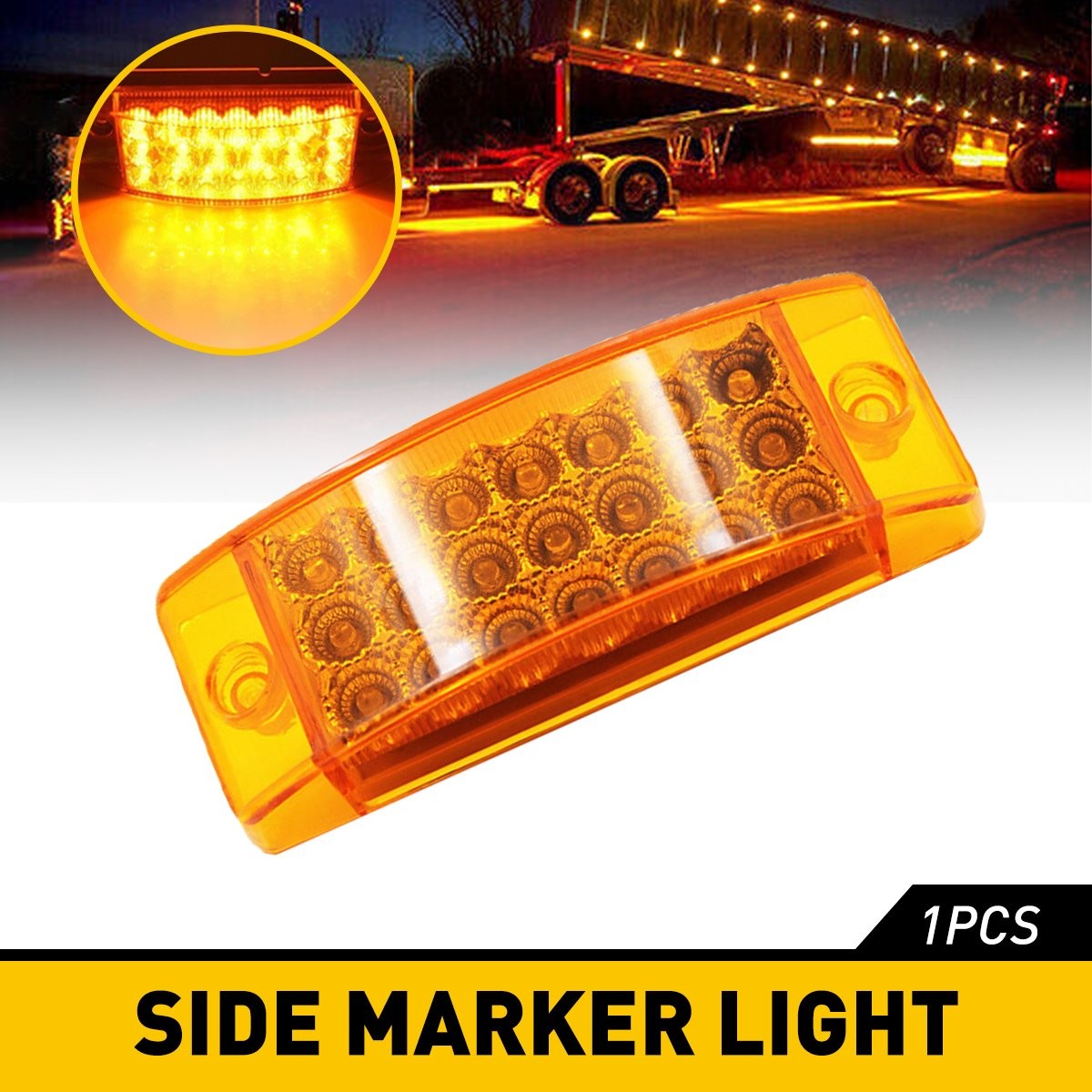 2x Marker Lights 6″ LEDs 21 Truck Trailer Clearance Light Side Amber Yellow car