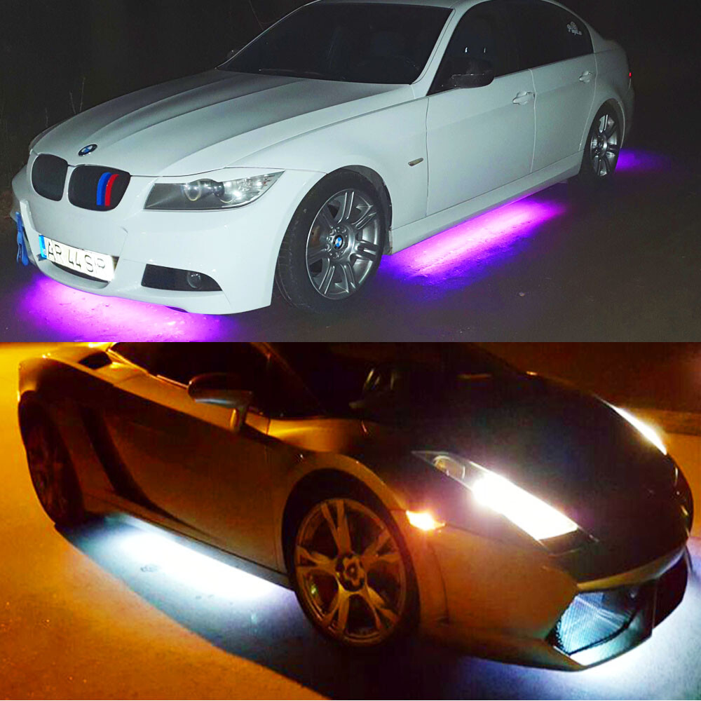 For Tesla Model 3/Y/X/S 4Pcs RGB LED APP Control Underbody Chassis Light Strips