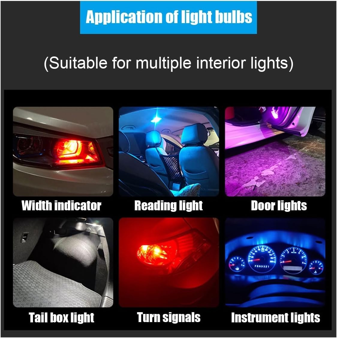 High Efficiency 30PCS 194 LED Bulbs, 12V, 50000 Hours Lifespan, Yellow Glow