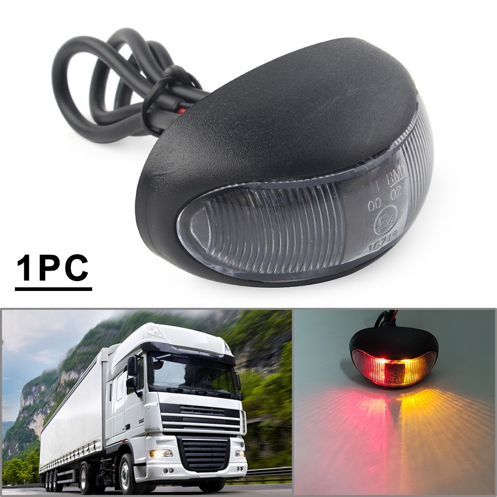 1pcs Red+Yellow 2 LED Side Marker Trailer Lights For Truck Trailer RV Boat