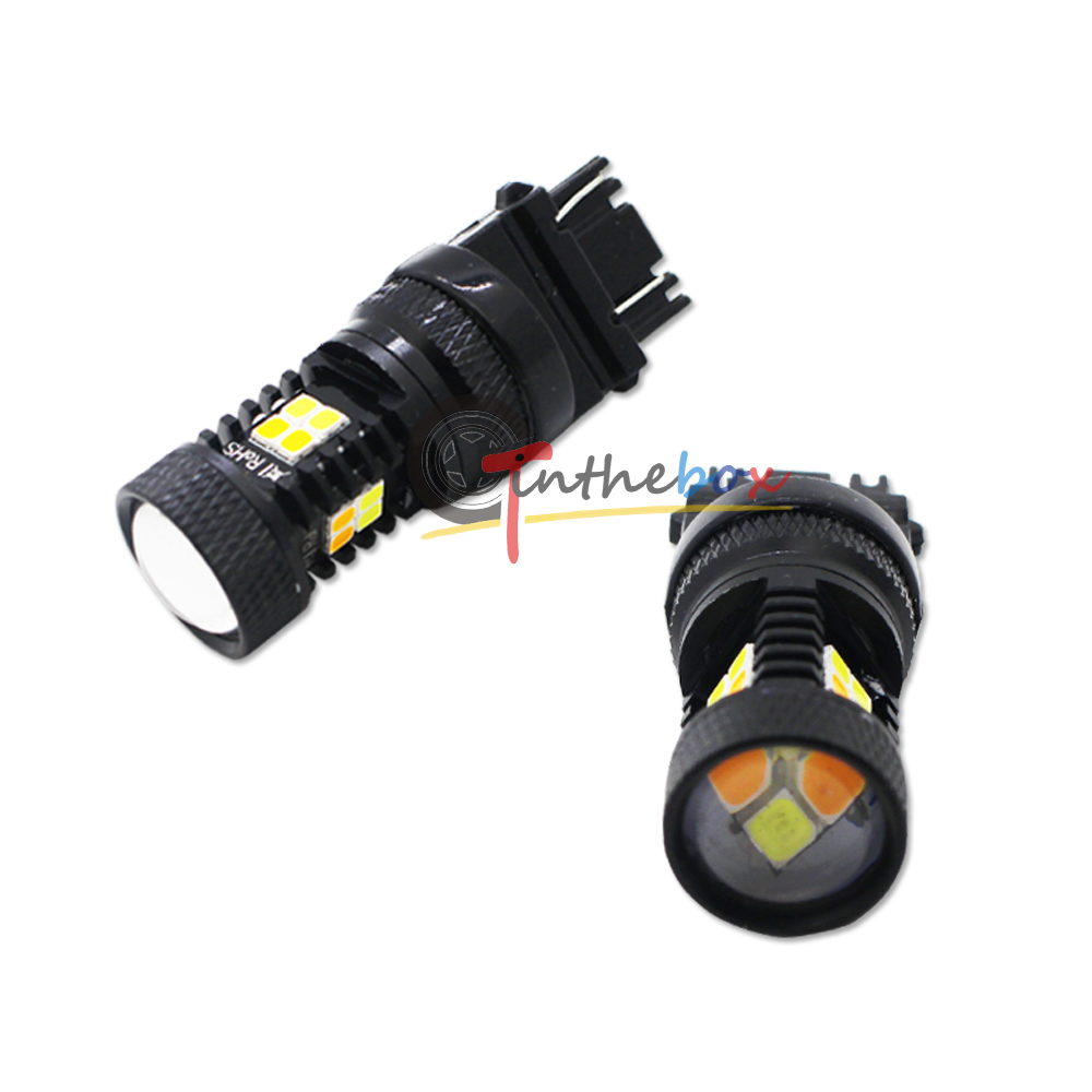 2x Switchback White&Yellow 3157 T25 3030-SMD LED Parkng Turn Signal Light Bulbs