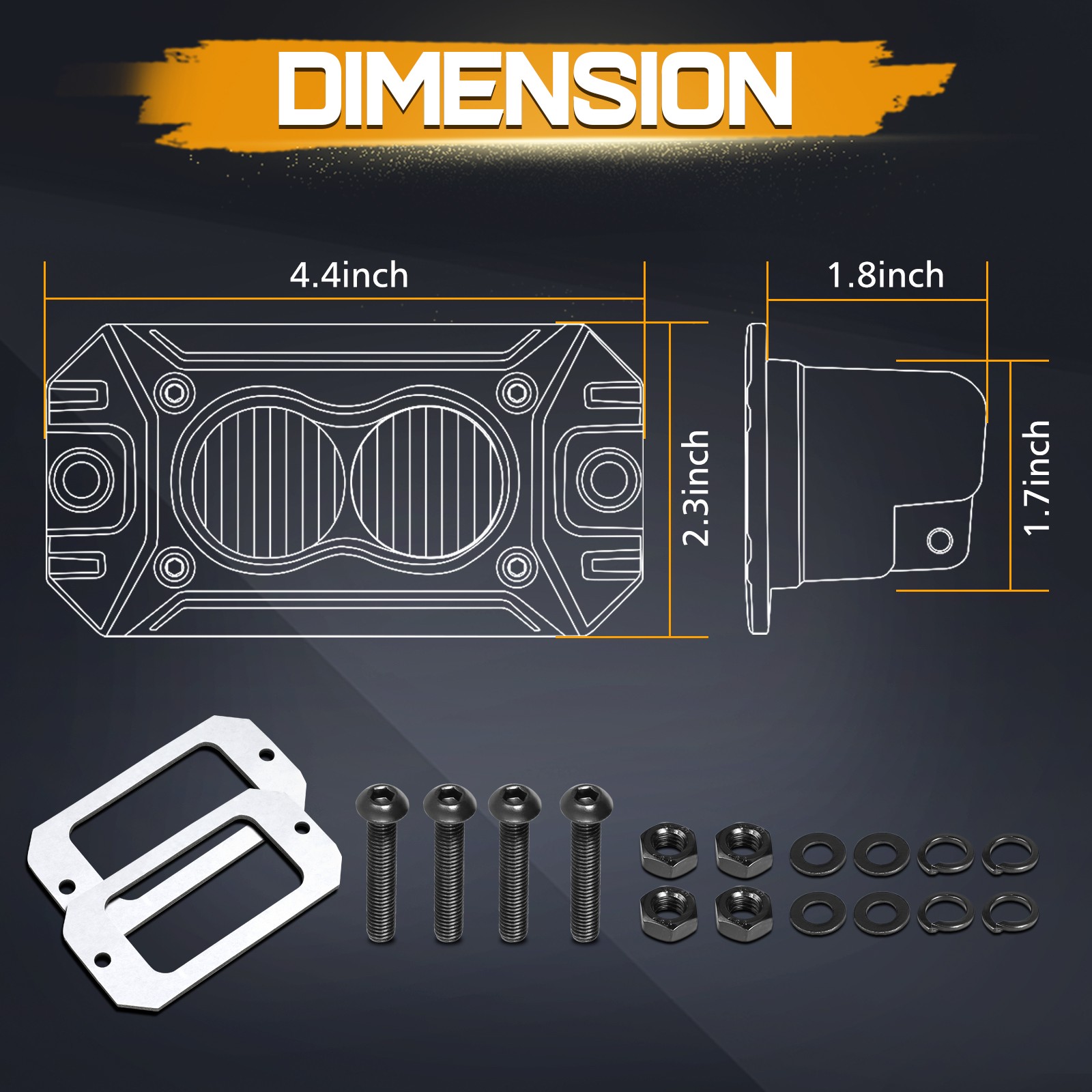 2X 4″ Flush Mount LED Lights Pods Backup Reverse Rear Bumper Off Road 4WD ATV US