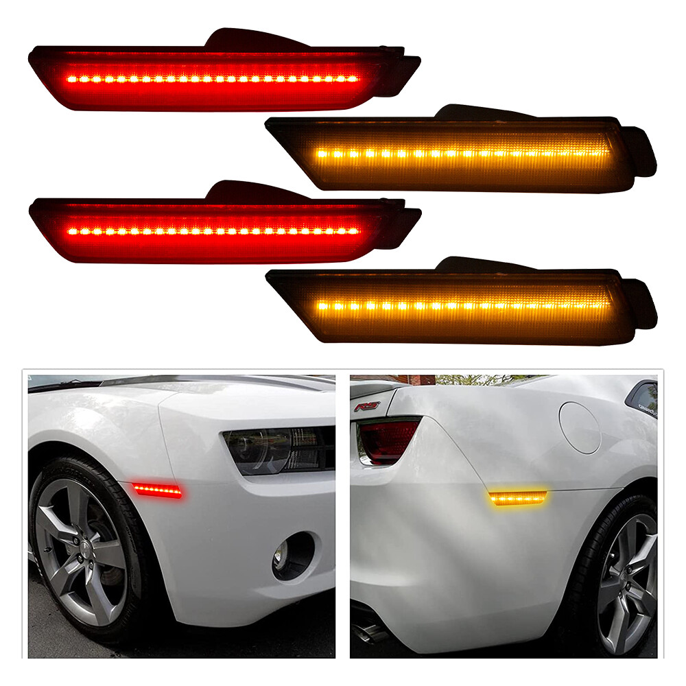 4x For 2010-2015 Chevrolet Camaro LED Side Marker Light Smoked Car Replace Parts