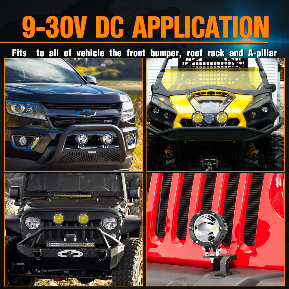 4X For Ram 15000 2500 3500 4Inch 80W Round LED Off Road Driving Spot Lights Pods