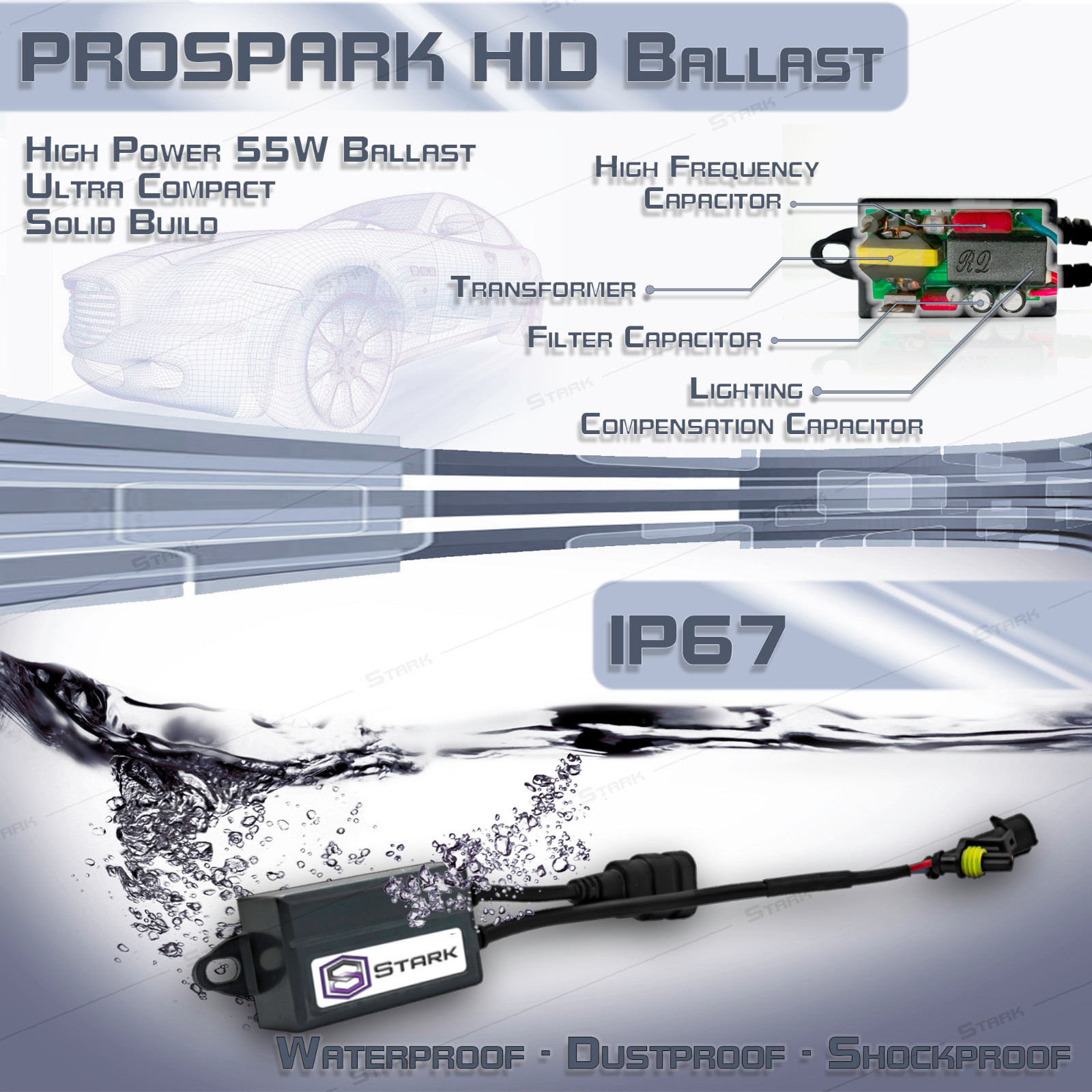 Slim 55W Xenon HID Conversion Kit High Beam 5000K White – 9005 HB3 (D)