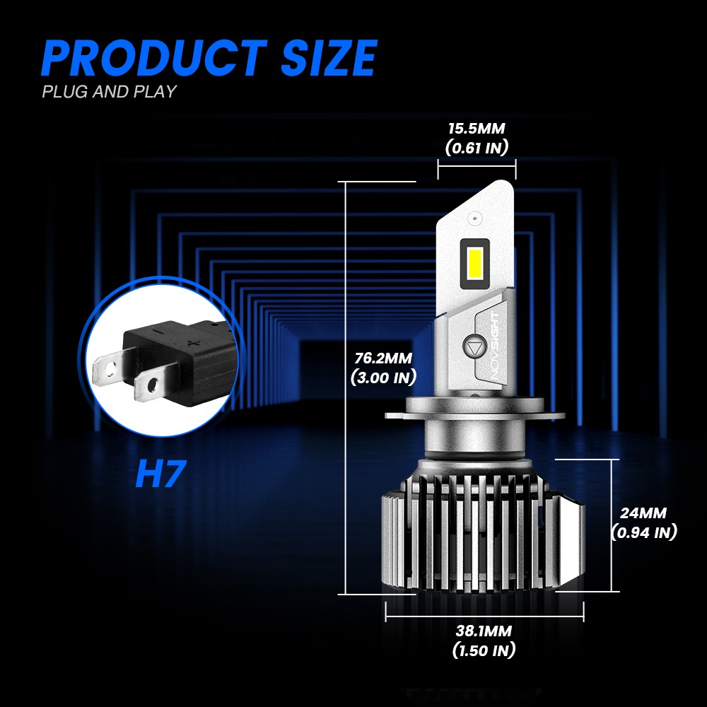 NOVSIGHT H7 LED Headlight Bulb Kit High Low Beam 20000LM 100W Bright 6500K White