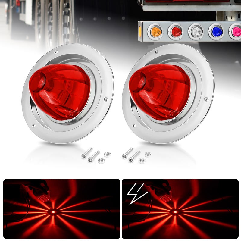2X LED Watermelon Lights Side Marker Clearance Signal DRL Flash Lamps +Brackets