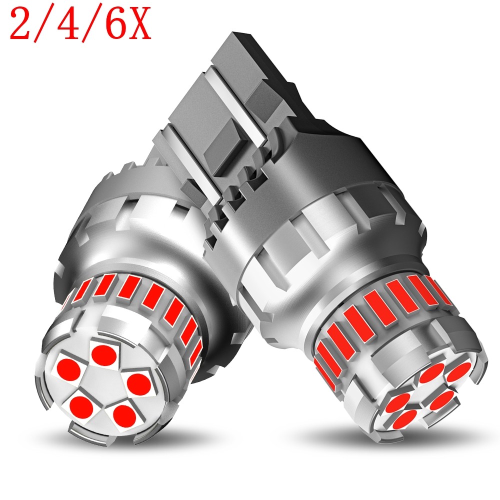2/4/6X 7443 7440 1200LM Red Flash Strobe Stop Brake Tail LED Light For Honda