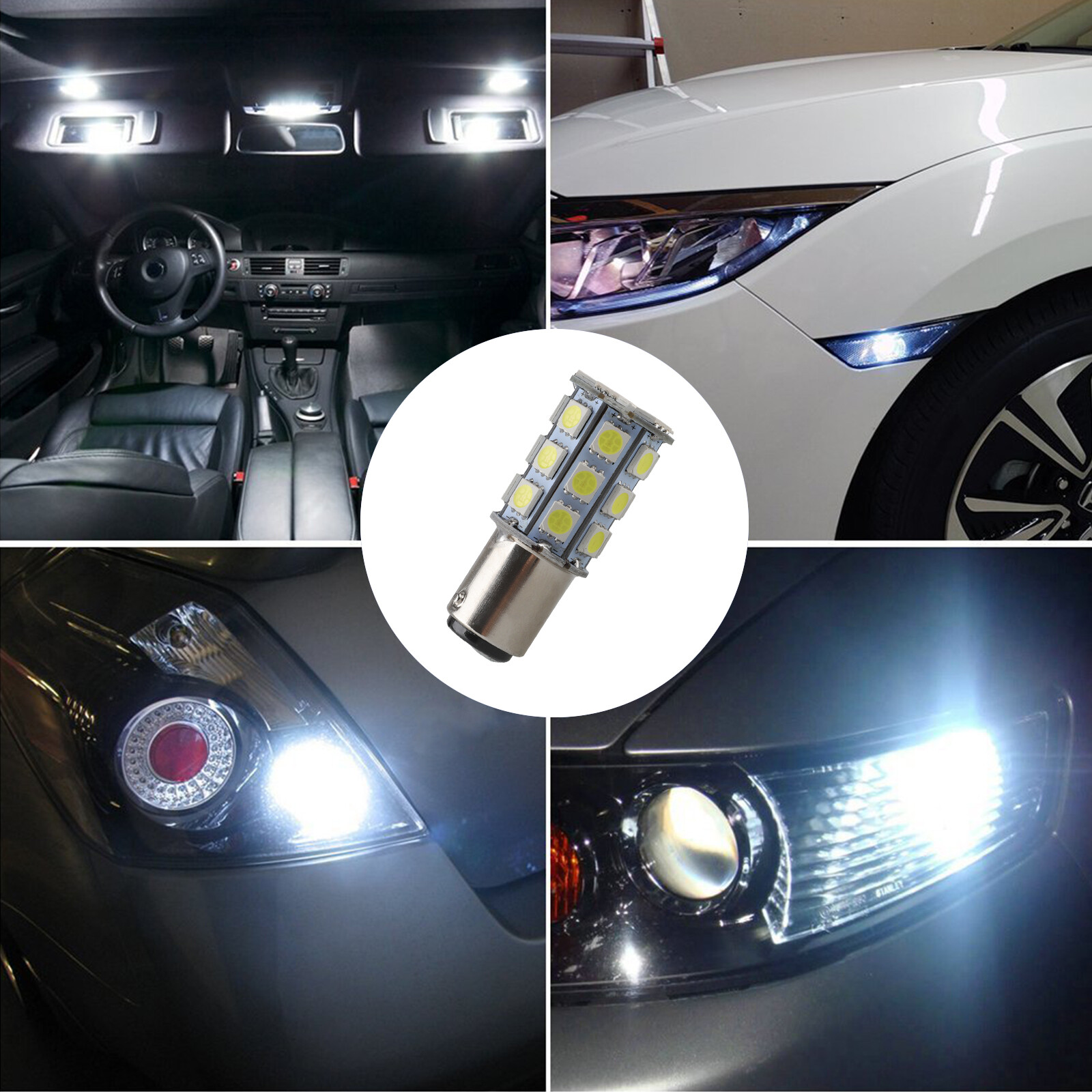 4x Super Bright BA15D 27-SMD LED Interior RV Camper Trailer Light Bulb White 12V
