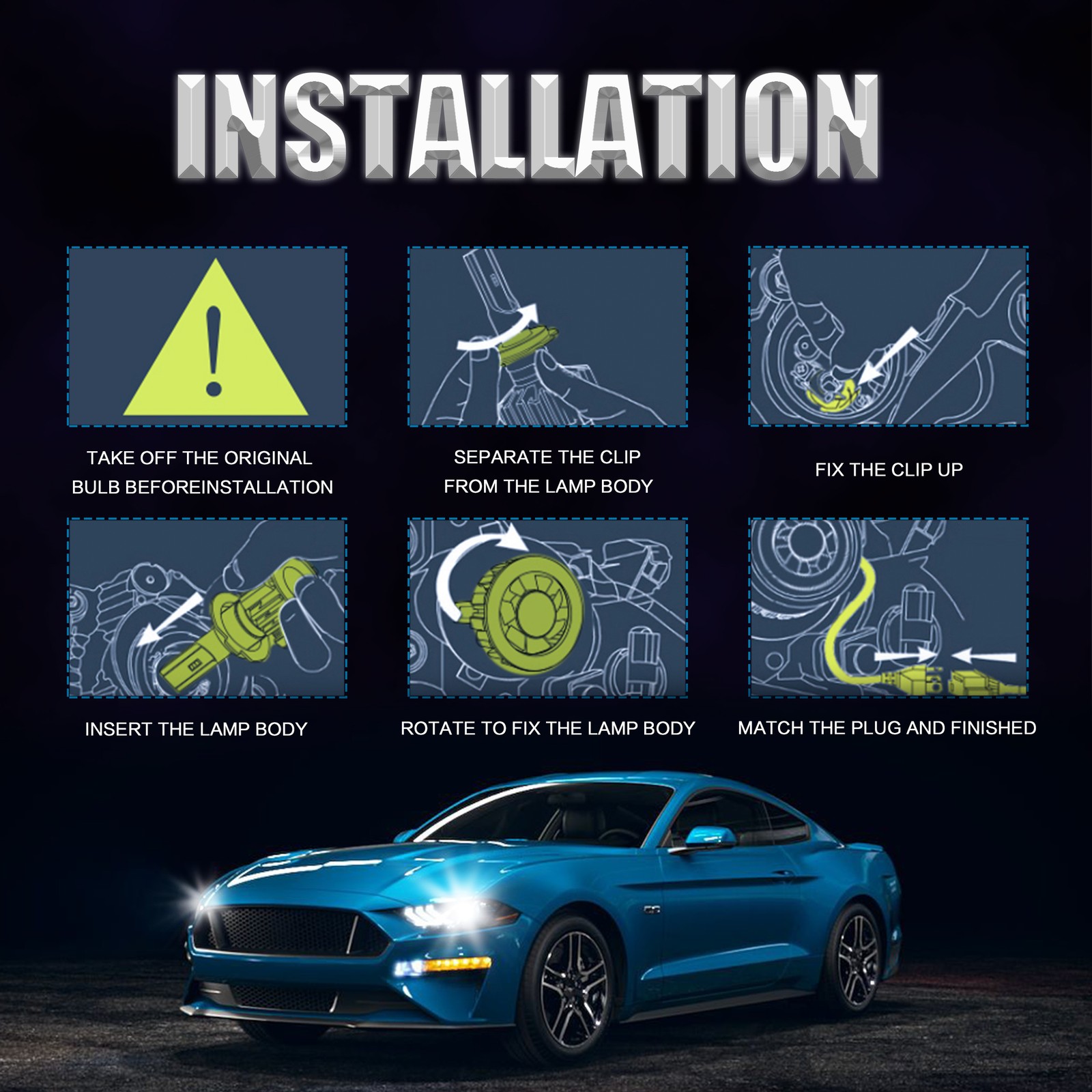 VLAND NEW 9005 LED Headlight Super Bright Bulbs Kit Set 6500K Low High Beam