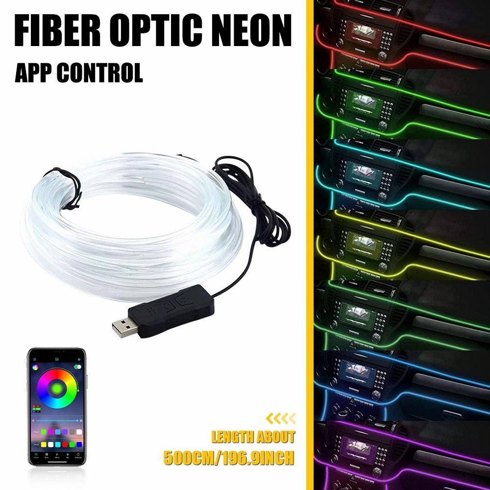 Car Interior RGB Neon Running Atmosphere Party Light Strip Ambient Lighting 5M C