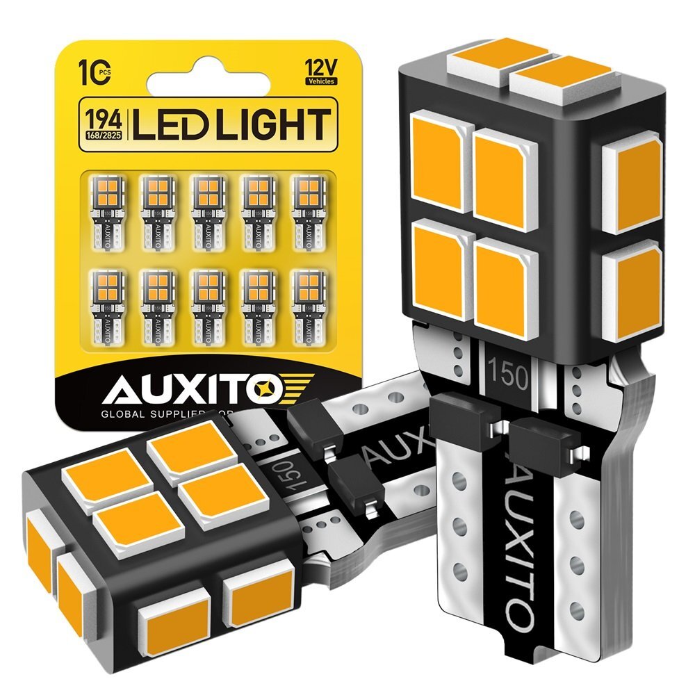 10/20x AUXITO T10 168 194 Amber 3000K LED License Plate Side Marker Light Bulb