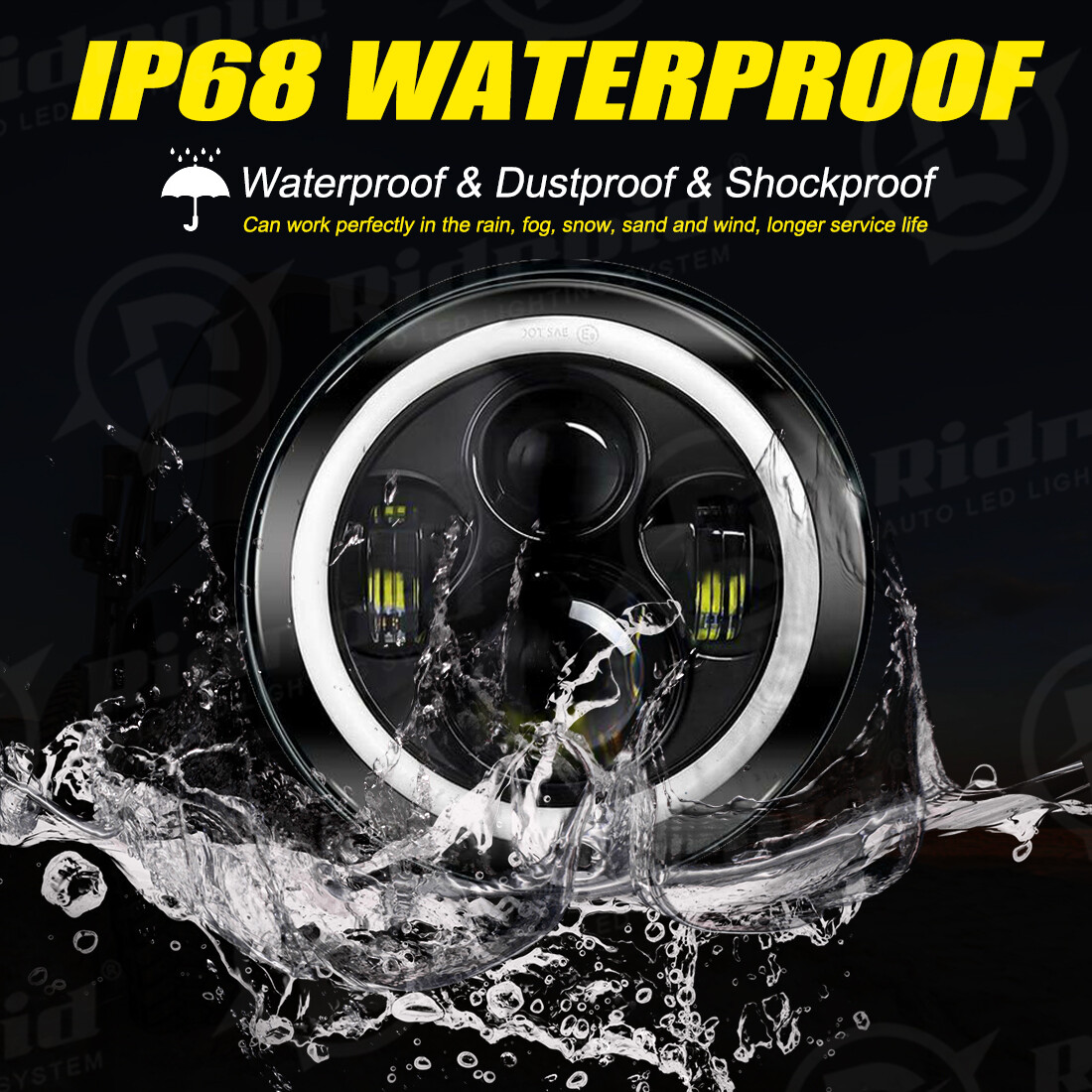Pair 7″ Inch LED Headlights Halo Angle Eyes For Jeep Wrangler JK(07-14) LJ TJ CJ