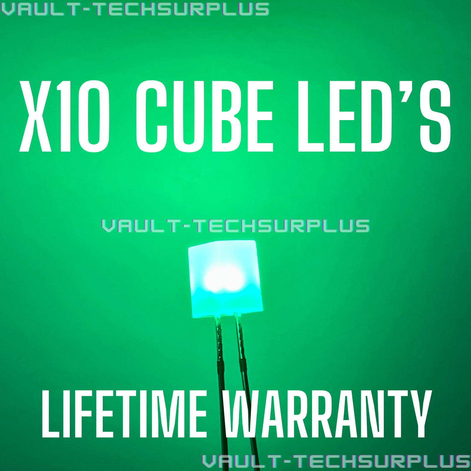 12 Volt Green 5mm Cube LED Resistor Built In GM Instrument Panel Upgrade 10pc