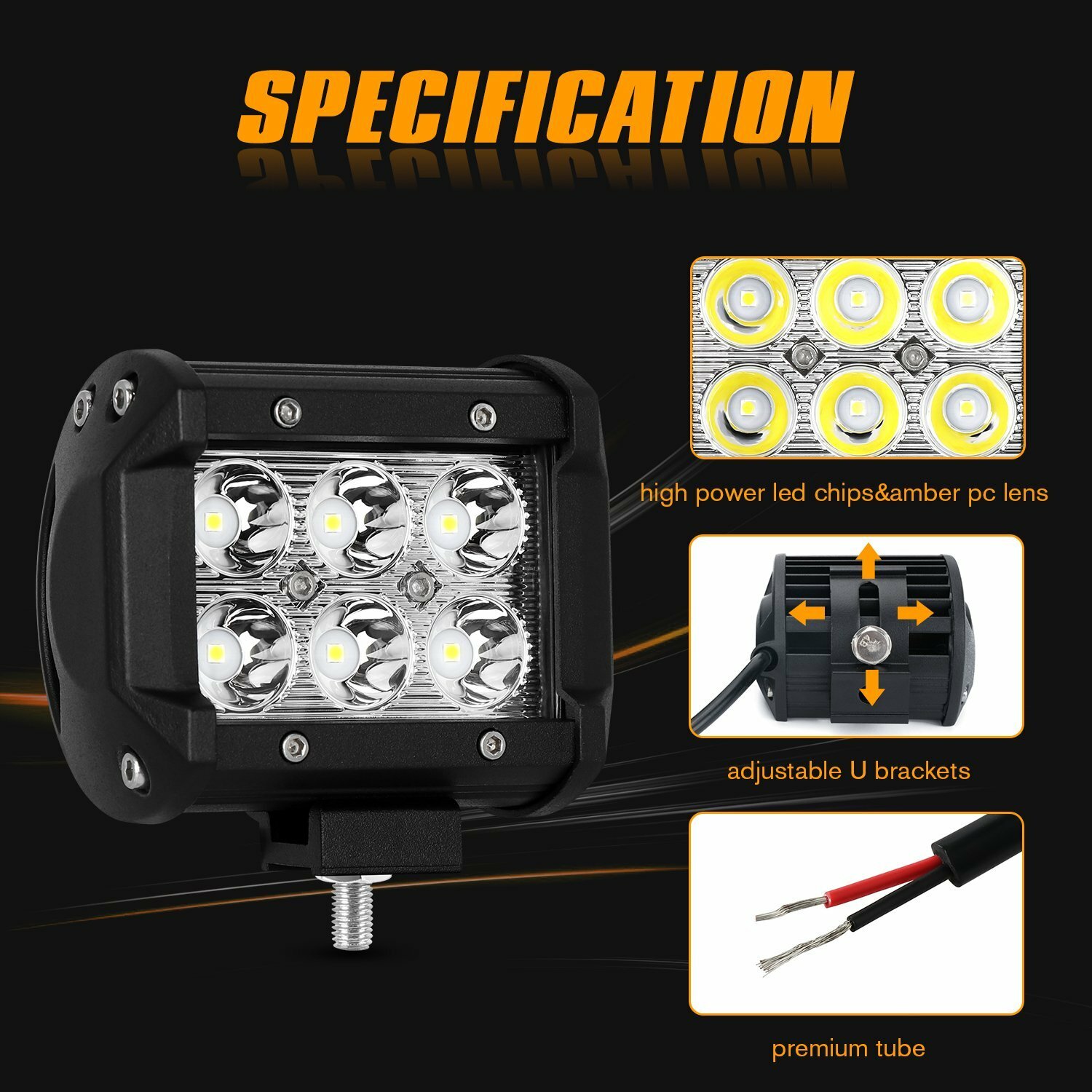 20“inch LED Light Bar Flood Combo Kit+4x 4“ Led Work lights For Offroad Pickup