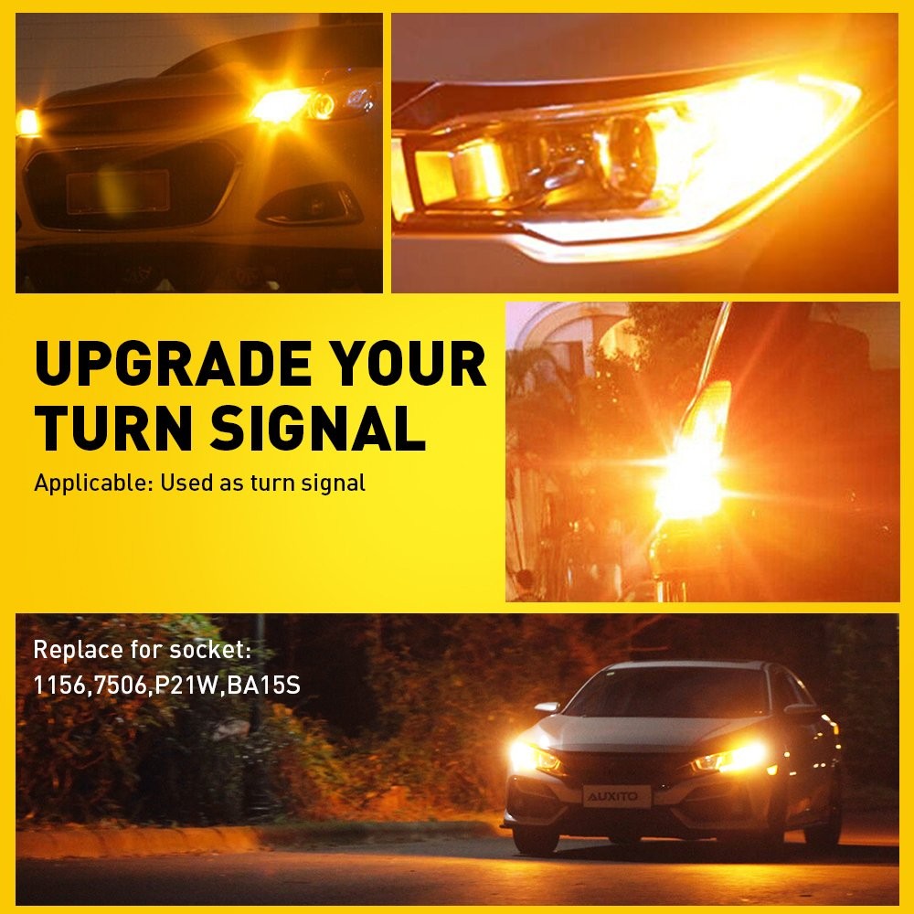 2-20 BA15S Amber LED Turn Signal Light Blinker Bulb Error Free Built-in Resistor