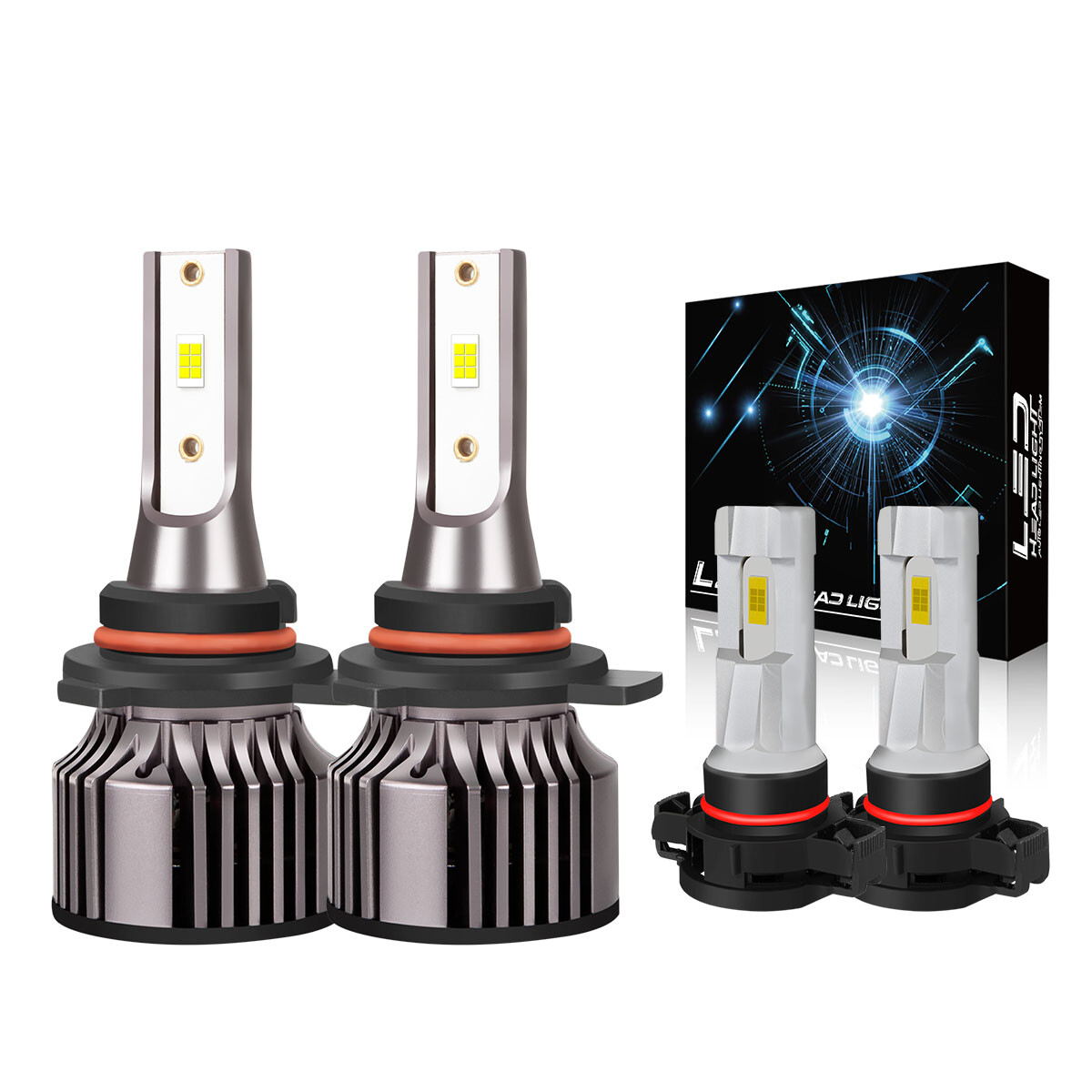 9012/HIR2 H16/5202 LED Headlight Fog Light Kit Bulbs White 6000K Plug&Play 4Pack